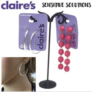 (2) Claire’s Boho Fashion Hoop Dangle Earrings- L3